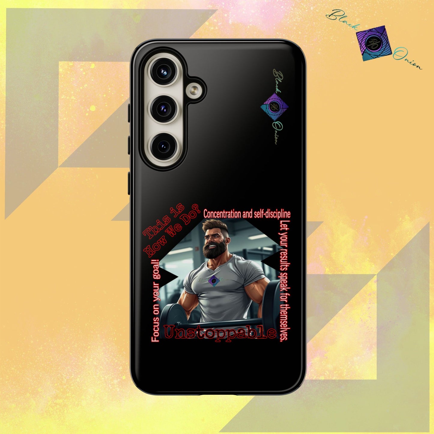BlackOnion Brand New Phone Case - with Motivational Workout Motif’Unstoppable ‘💪🔥🫵