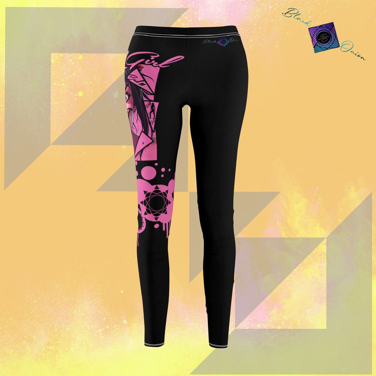 BlackOnion Stylish Women's Mid-rise Casual Leggings with OnlyGirl “ Mad Girl” Motif🌸💋❤️