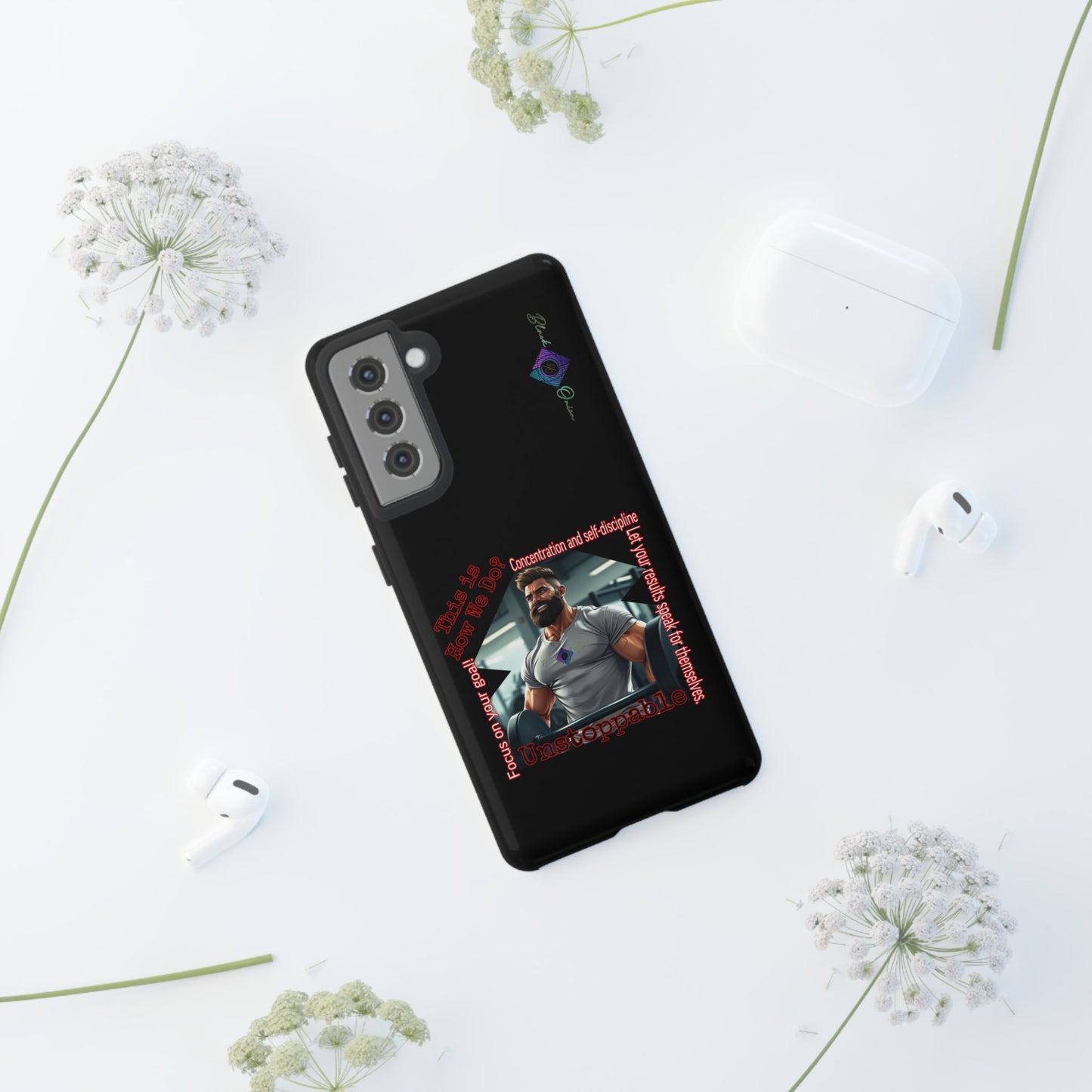 BlackOnion Brand New Phone Case - with Motivational Workout Motif’Unstoppable ‘💪🔥🫵