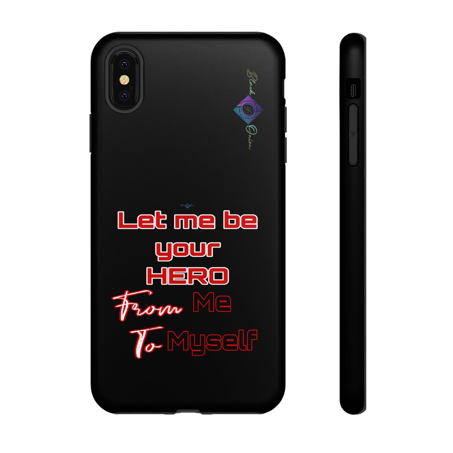 BlackOnion Brand New Phone Case - with Motivational Workout Motif’Let me be your Hero ‘💪🔥🫵