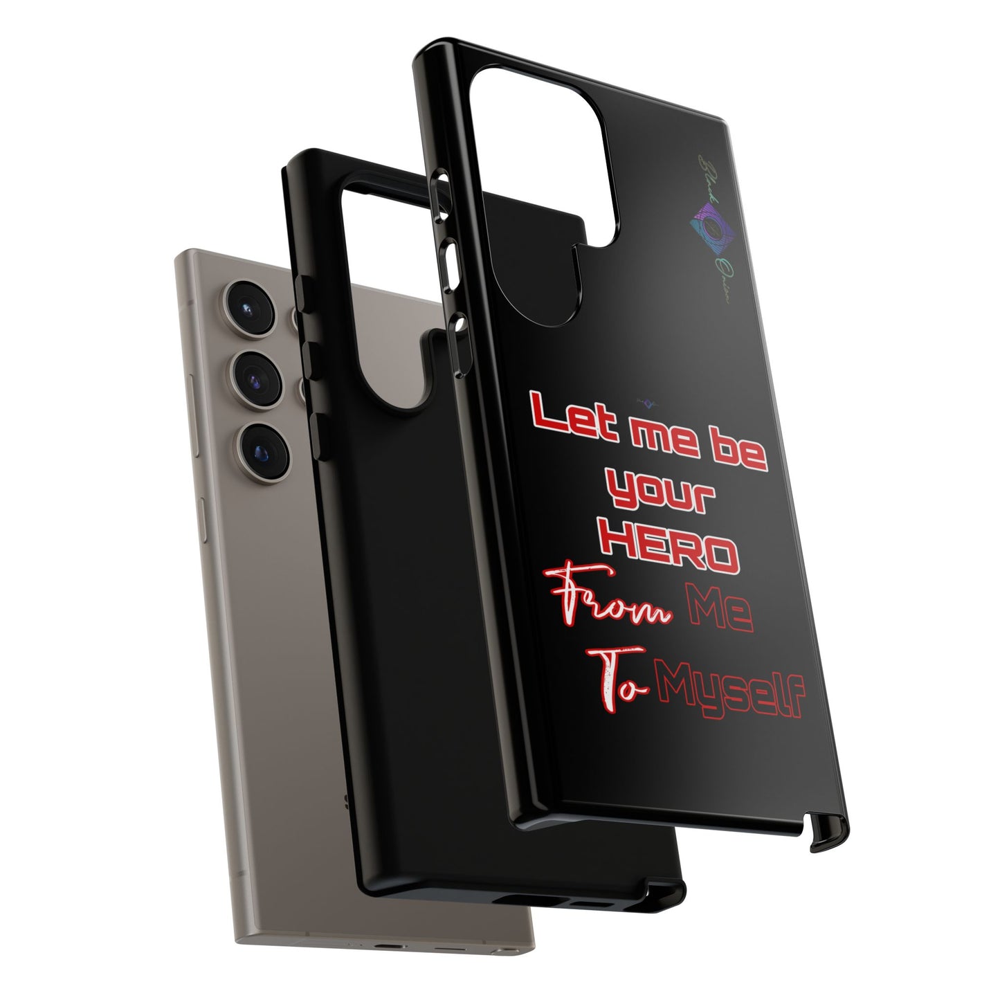 BlackOnion Brand New Phone Case - with Motivational Workout Motif’Let me be your Hero ‘💪🔥🫵
