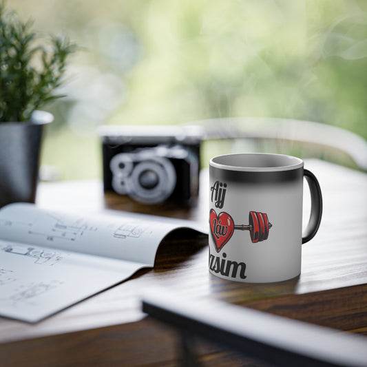 BlackOnion Color Changing Mug with Workout Motif ‘Ájj Láv Dzsim’ 💪🔥🫵