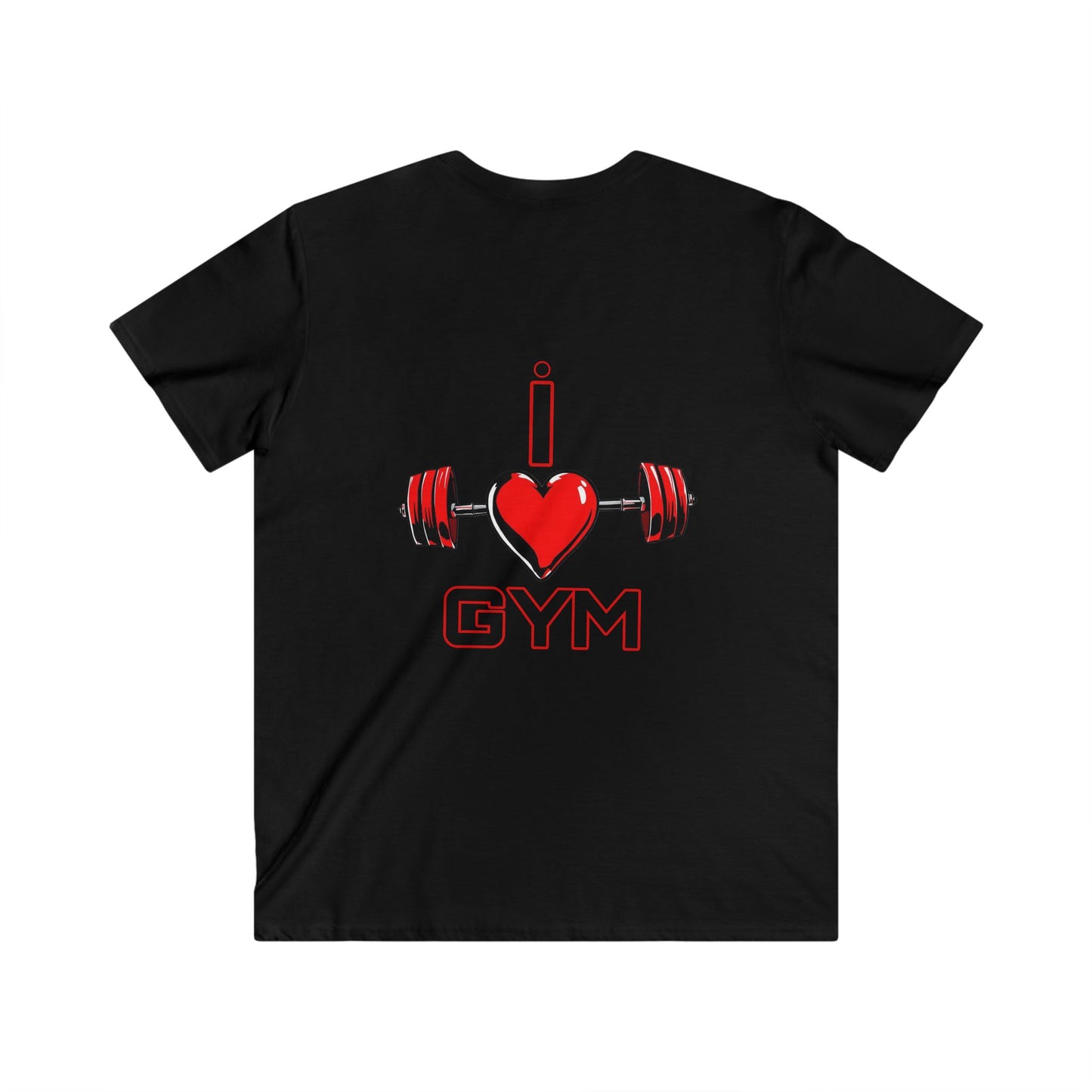 BlackOnion Men's V-Neck T-Shirt with Workout Motif ‘I Love Gym’💪🔥🫵
