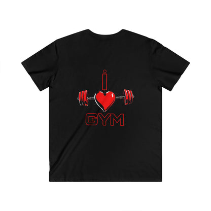BlackOnion Men's V-Neck T-Shirt with Workout Motif ‘I Love Gym’💪🔥🫵