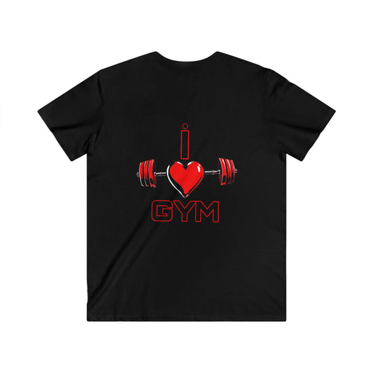 BlackOnion Men's V-Neck T-Shirt with Workout Motif ‘I Love Gym’💪🔥🫵