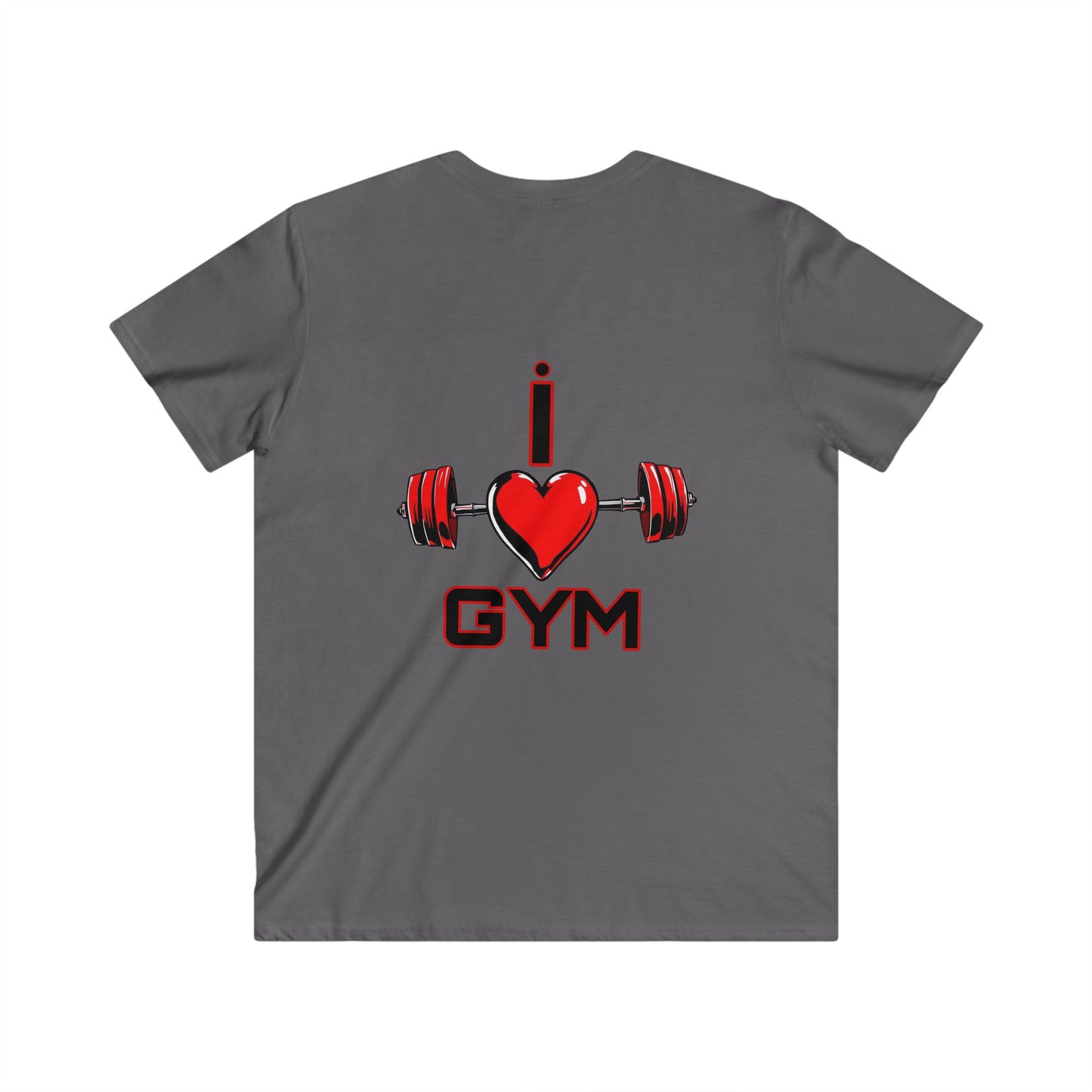 BlackOnion Men's V-Neck T-Shirt with Workout Motif ‘I Love Gym’💪🔥🫵