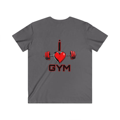 BlackOnion Men's V-Neck T-Shirt with Workout Motif ‘I Love Gym’💪🔥🫵