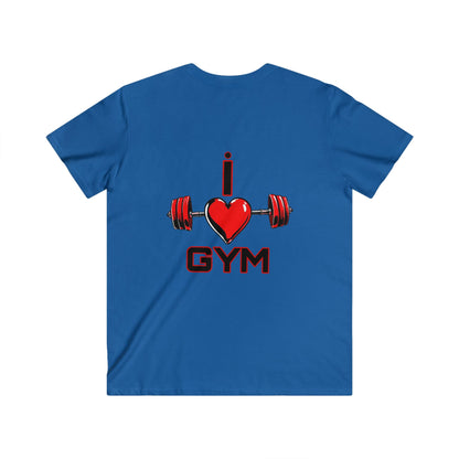 BlackOnion Men's V-Neck T-Shirt with Workout Motif ‘I Love Gym’💪🔥🫵