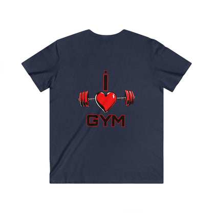 BlackOnion Men's V-Neck T-Shirt with Workout Motif ‘I Love Gym’💪🔥🫵