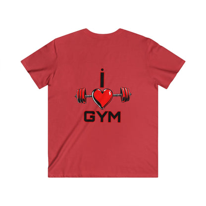 BlackOnion Men's V-Neck T-Shirt with Workout Motif ‘I Love Gym’💪🔥🫵