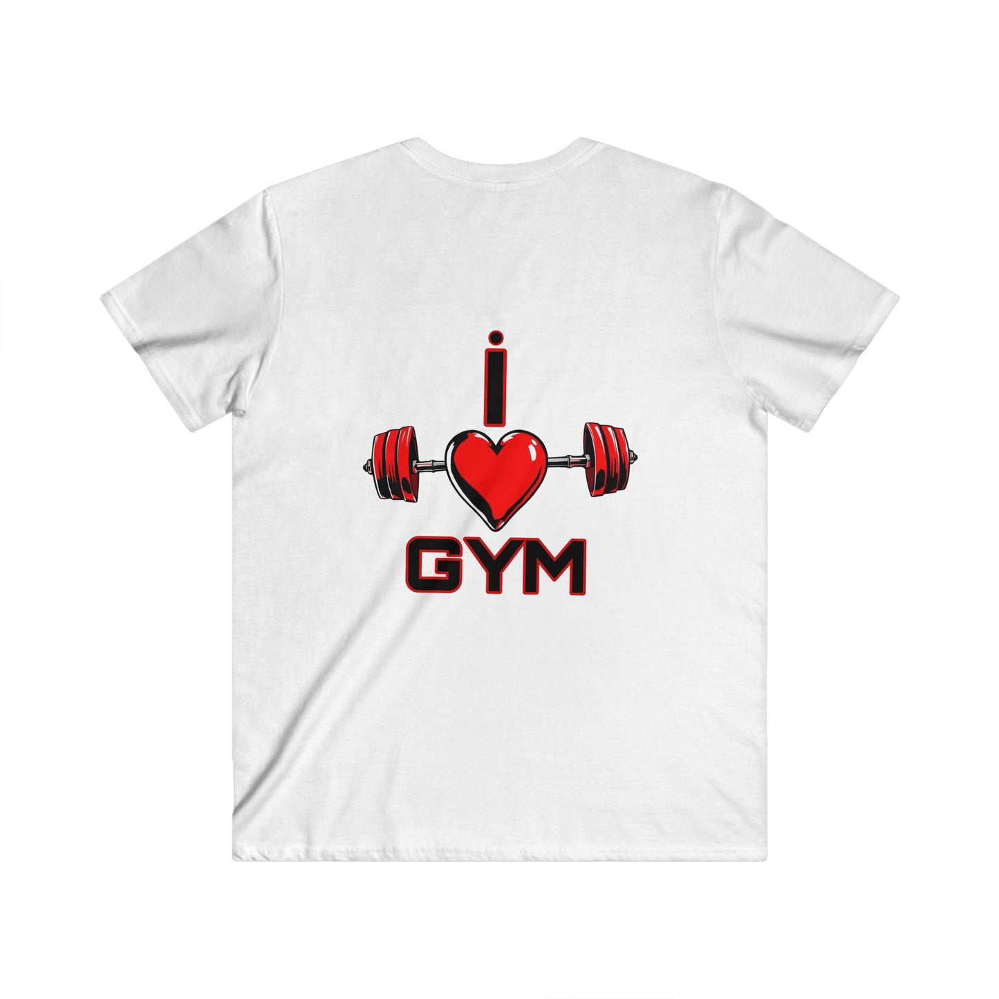 BlackOnion Men's V-Neck T-Shirt with Workout Motif ‘I Love Gym’💪🔥🫵
