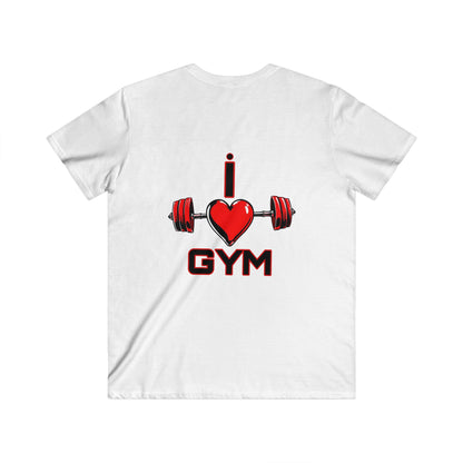 BlackOnion Men's V-Neck T-Shirt with Workout Motif ‘I Love Gym’💪🔥🫵