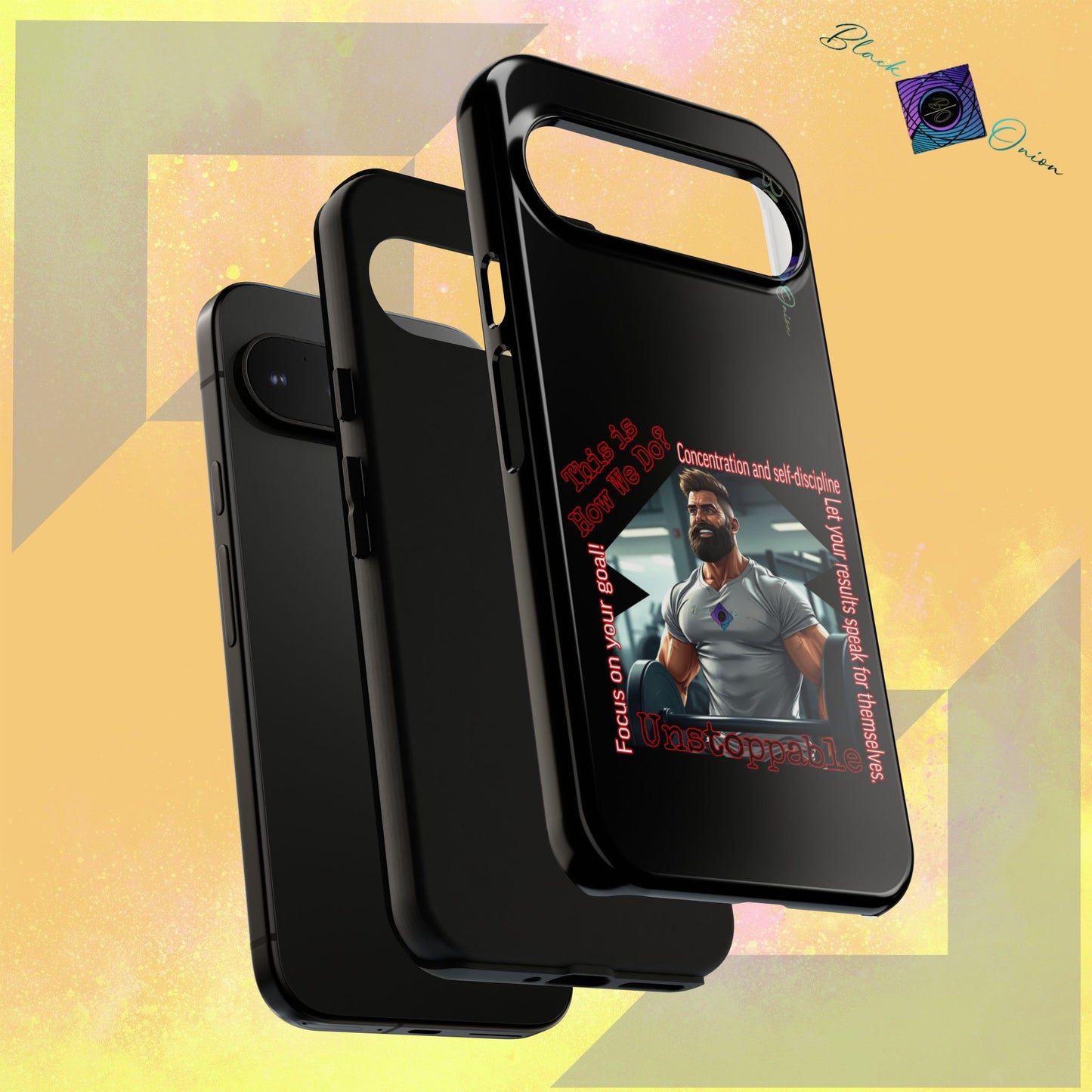 BlackOnion Brand New Phone Case - with Motivational Workout Motif’Unstoppable ‘💪🔥🫵