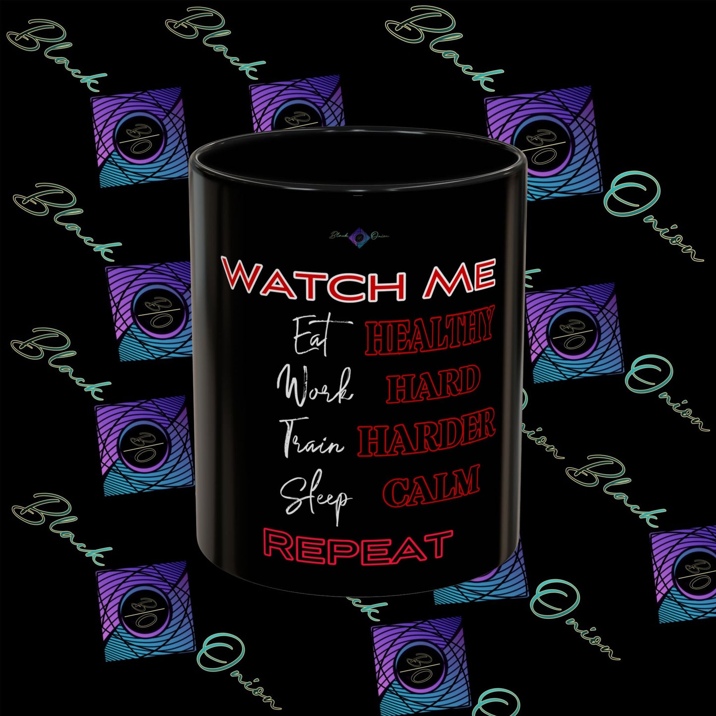 BlackOnion Coffee Mug Serial 2 with Workout Motif ‘Watch me’🫵🔥💪