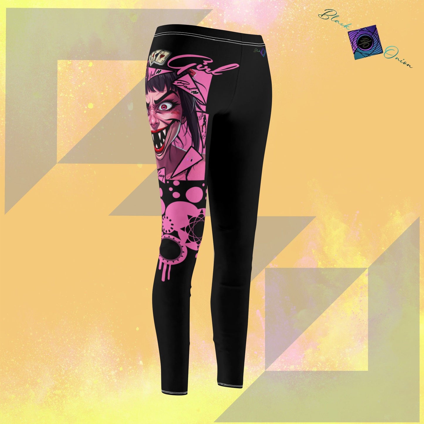 BlackOnion Stylish Women's Mid-rise Casual Leggings with OnlyGirl “ Mad Girl” Motif🌸💋❤️