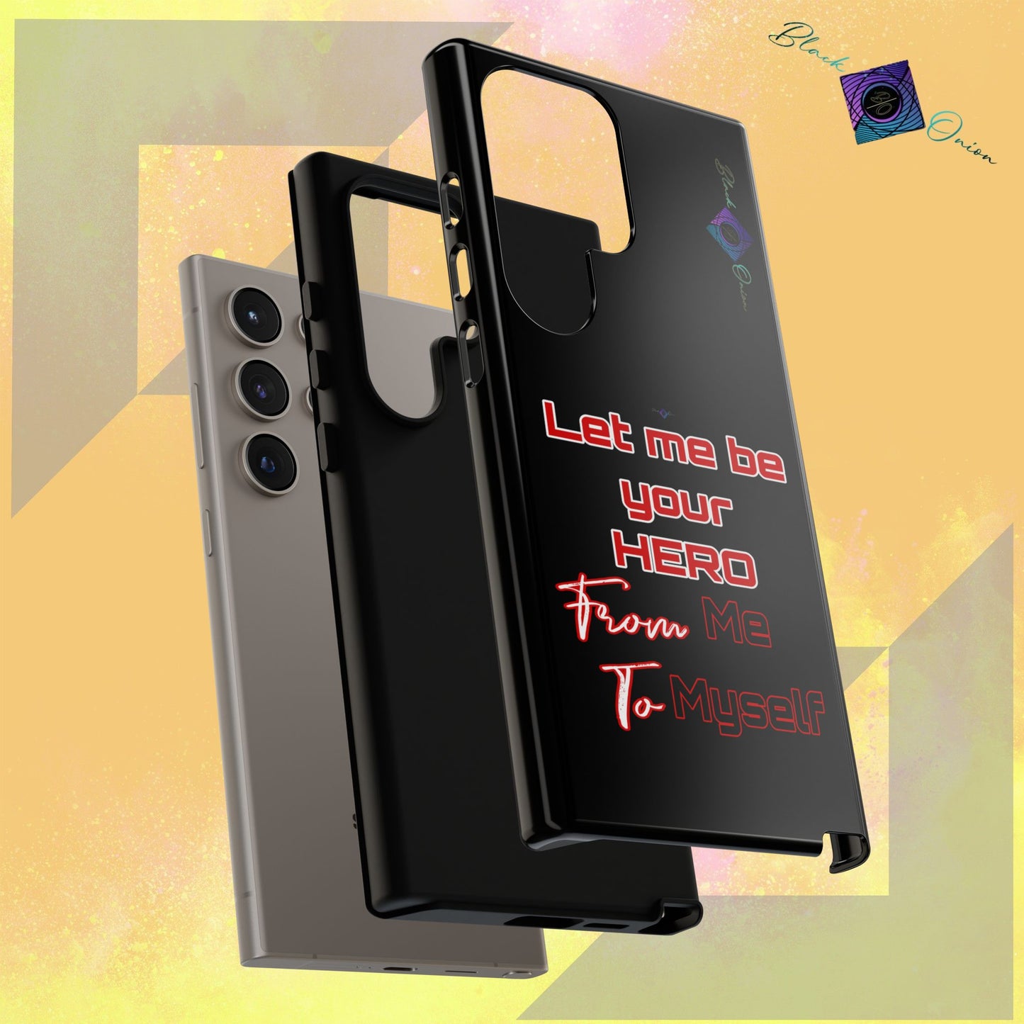 BlackOnion Brand New Phone Case - with Motivational Workout Motif’Let me be your Hero ‘💪🔥🫵
