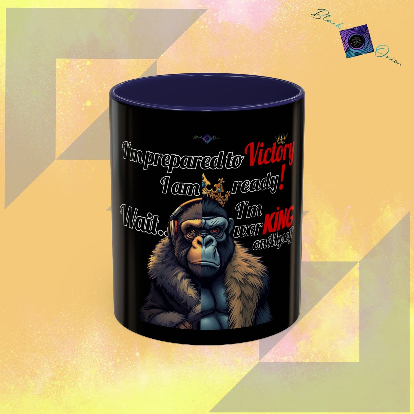 BlackOnion Coffee Mug 2 with Workout Motif ‘Victory V2’🫵🔥💪