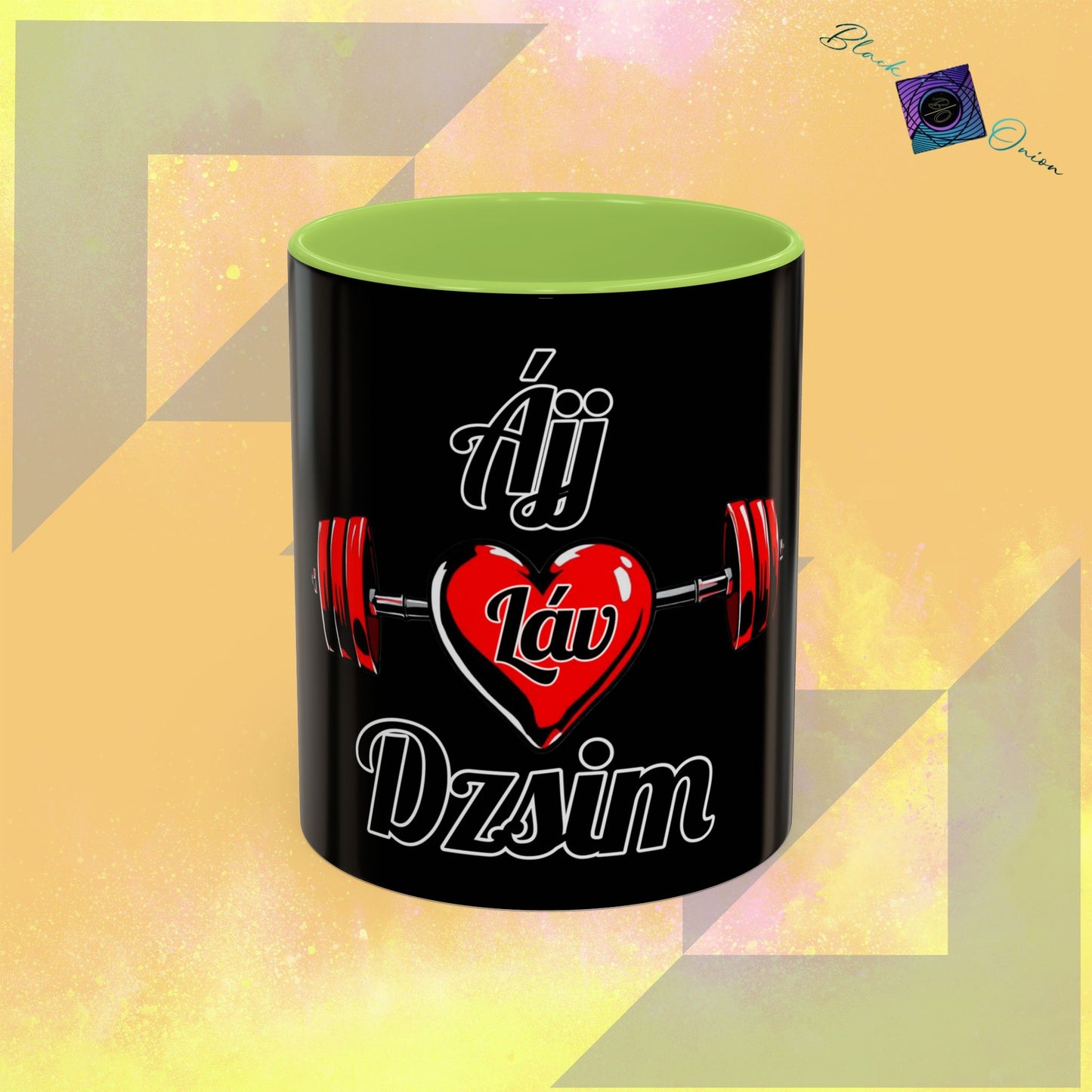 BlackOnion Coffee Mug Serial 2 with Workout Motif ‘ÁjjLávDzsim ’🫵🔥💪