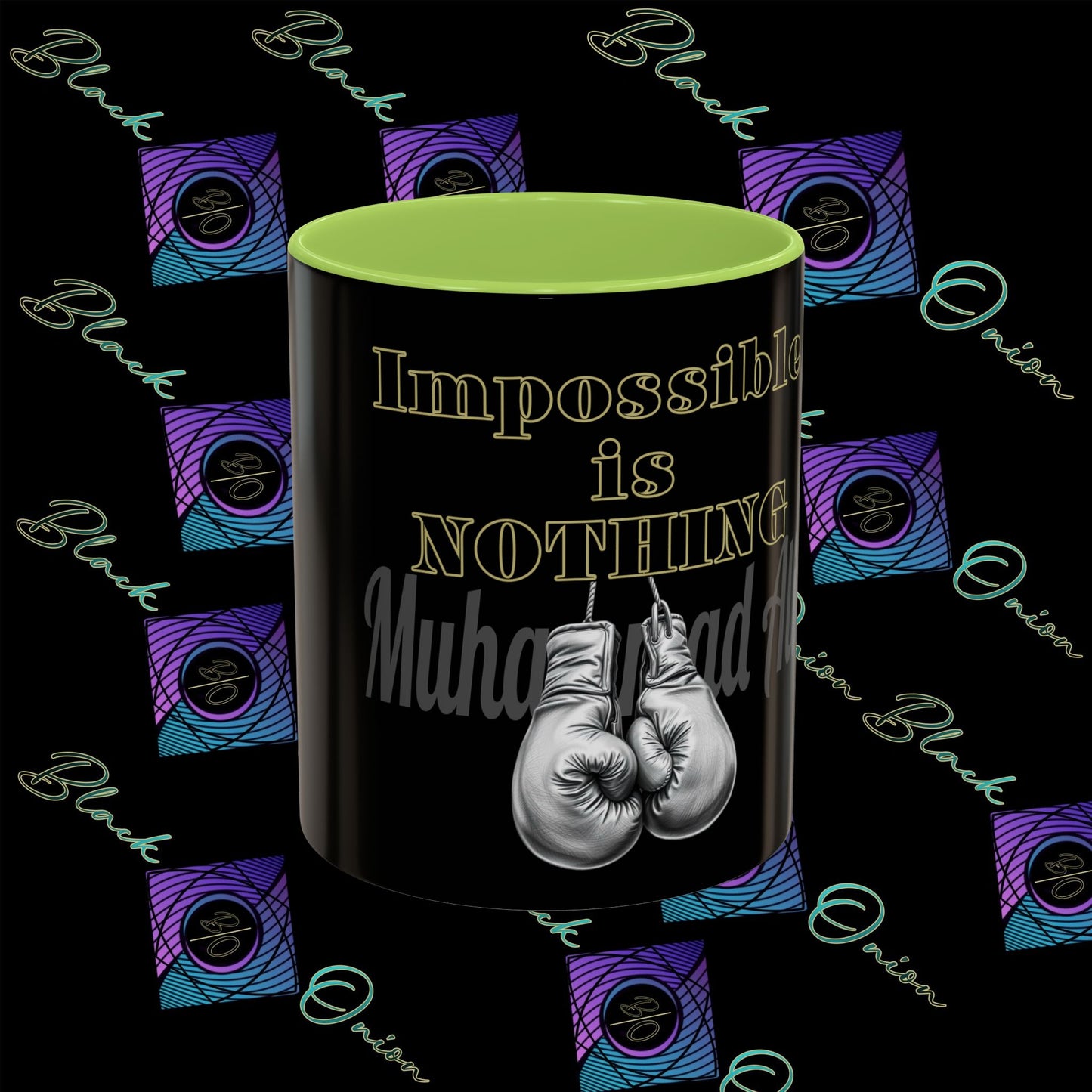 BlackOnion Coffee Mug 2 with Workout Motif ‘Impossible is NothingV2’🫵🔥💪