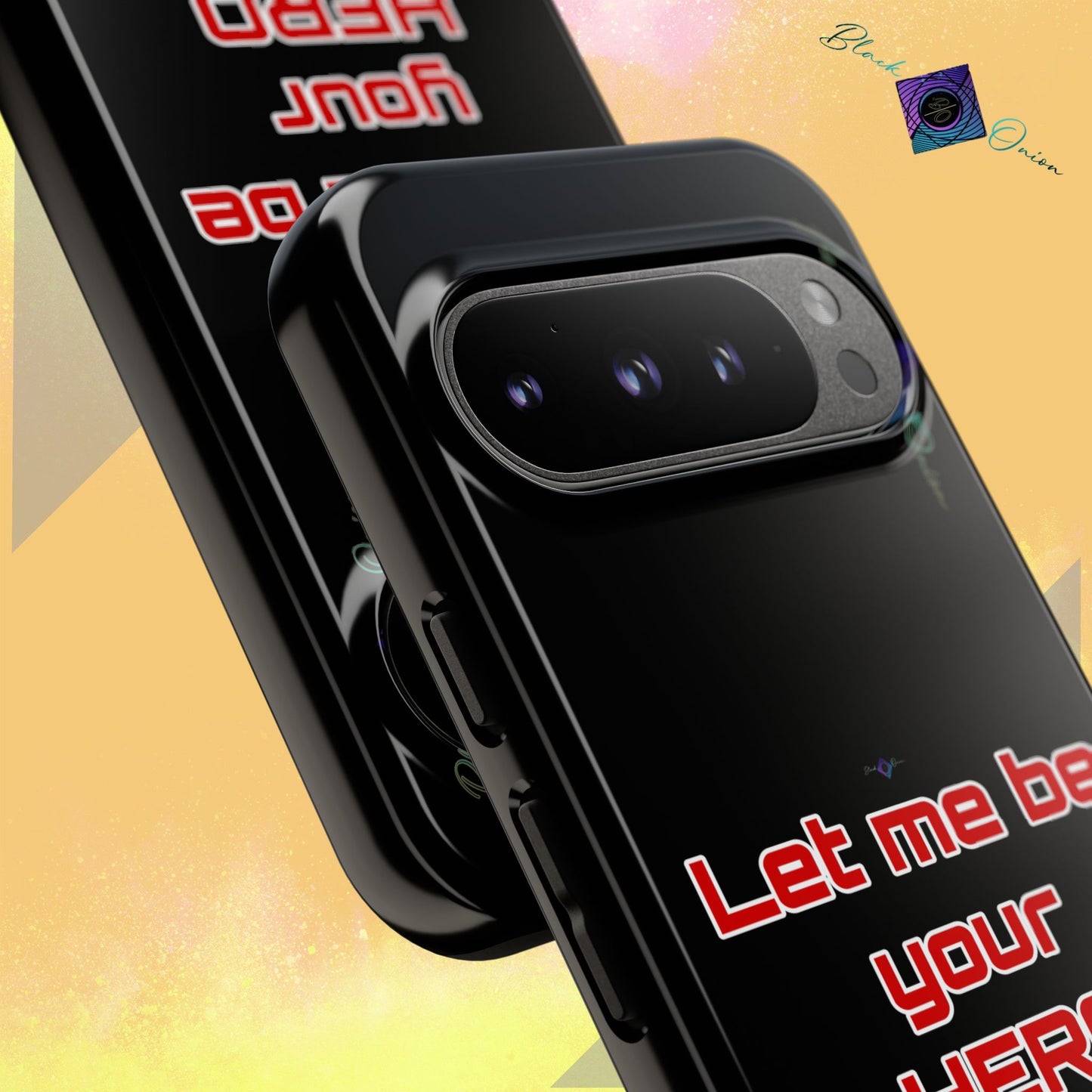 BlackOnion Brand New Phone Case - with Motivational Workout Motif’Let me be your Hero ‘💪🔥🫵