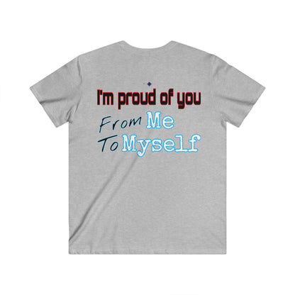 BlackOnion Men's V-Neck T-Shirt with Workout Motif ‘I’m proud of you’💪🔥🫵