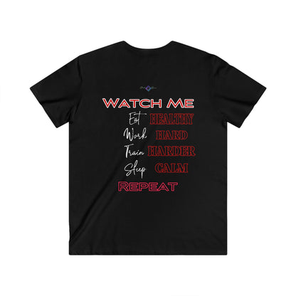 BlackOnion Men's V-Neck T-Shirt with Workout Motif ‘Watch Me’ 💪🔥🫵
