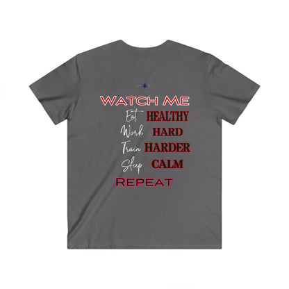 BlackOnion Men's V-Neck T-Shirt with Workout Motif ‘Watch Me’ 💪🔥🫵