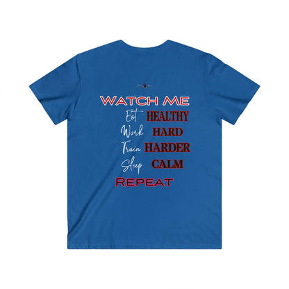 BlackOnion Men's V-Neck T-Shirt with Workout Motif ‘Watch Me’ 💪🔥🫵