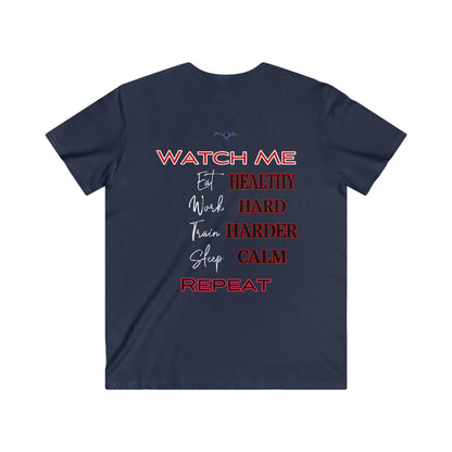 BlackOnion Men's V-Neck T-Shirt with Workout Motif ‘Watch Me’ 💪🔥🫵