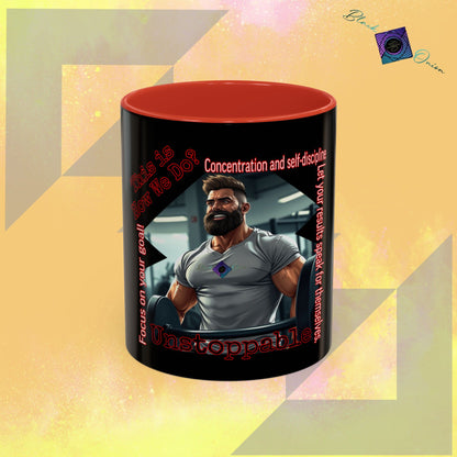 BlackOnion Coffee Mug - 11oz with Workout Motif ‘Unstoppable’🔥💪🫵