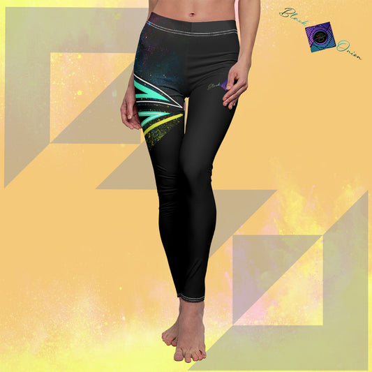 BlackOnion Stylish Women's Mid-rise Casual Leggings with Workout Motif 🌸💋❤️