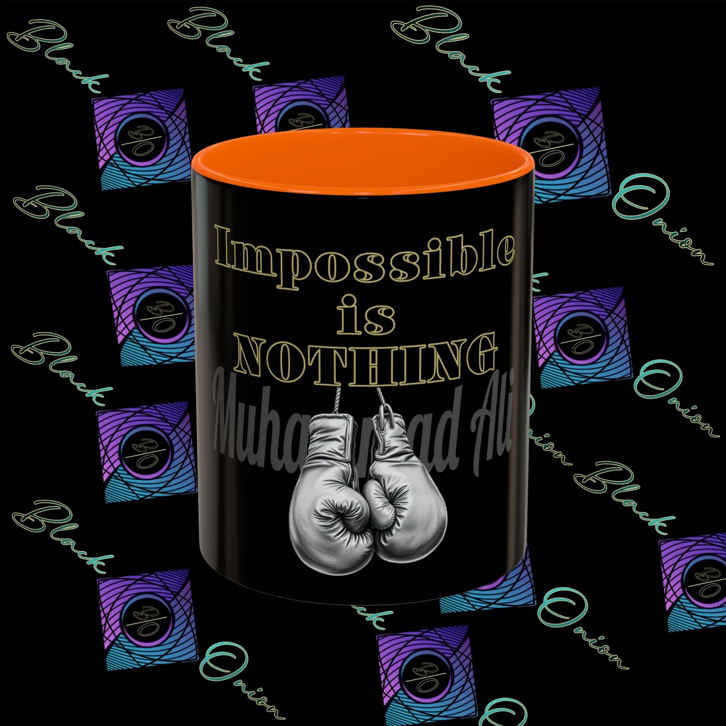 BlackOnion Coffee Mug - 11oz with Workout Motif ‘Impossible is nothing’🔥💪🫵