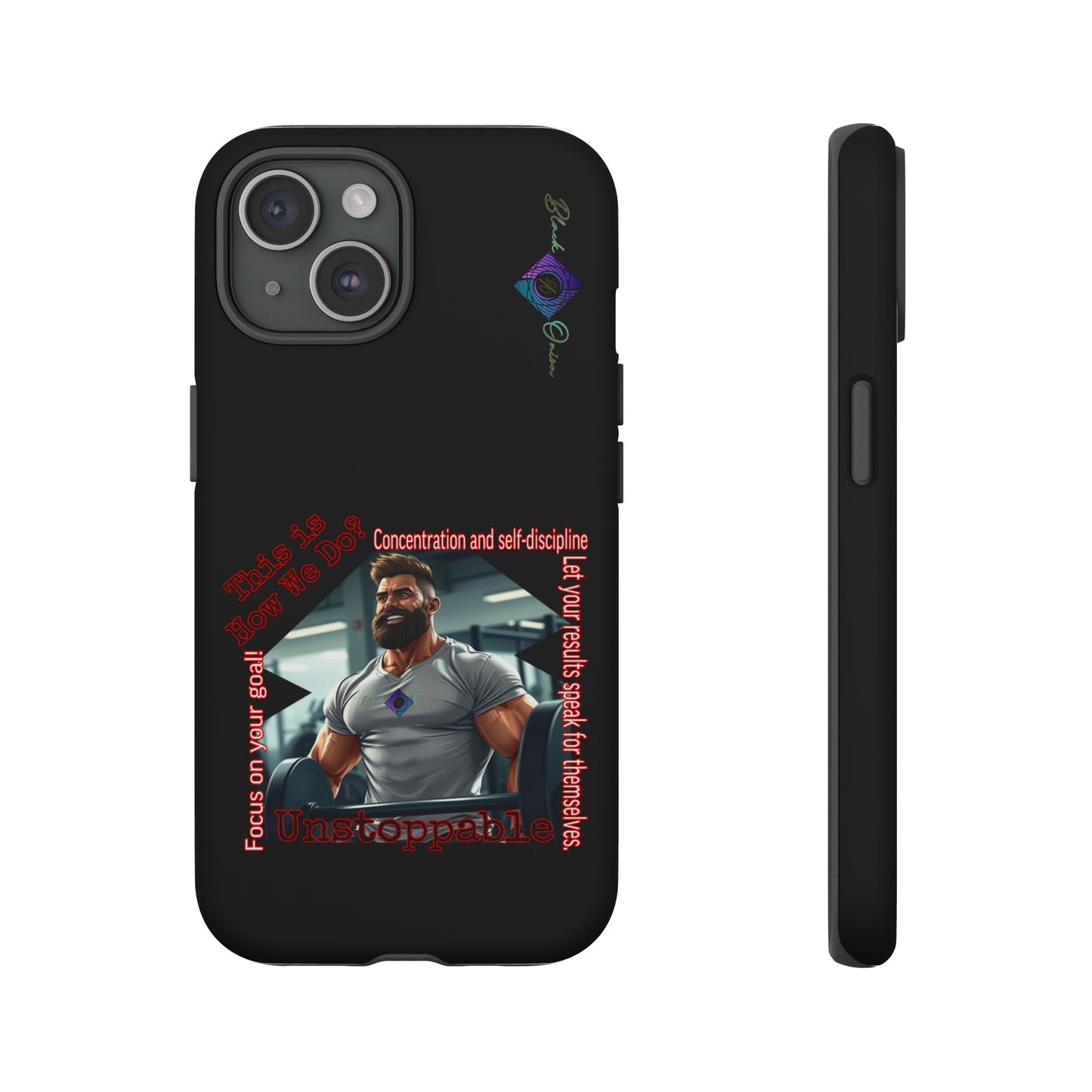 BlackOnion Brand New Phone Case - with Motivational Workout Motif’Unstoppable ‘💪🔥🫵