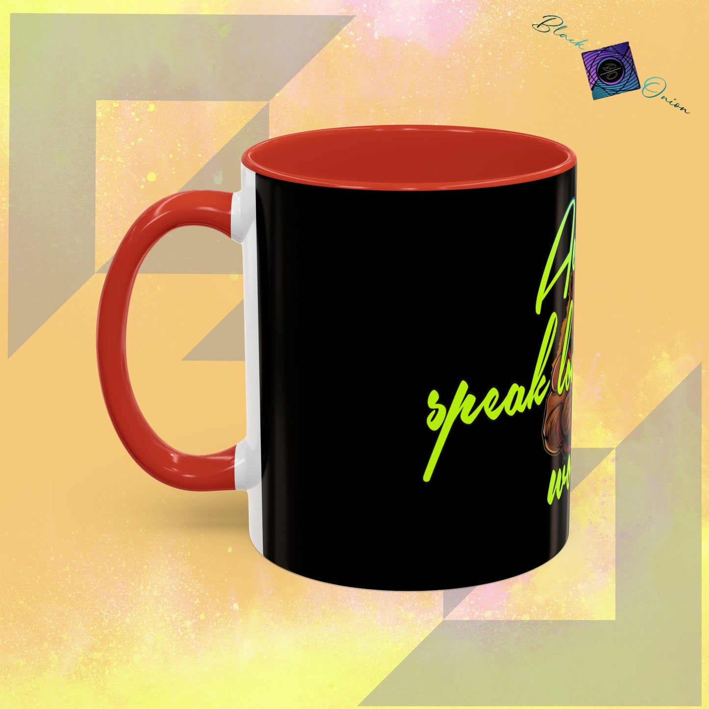 BlackOnion Coffee Mug 2 with Workout Motif ‘Actions speak lauder than words V2’🫵🔥💪