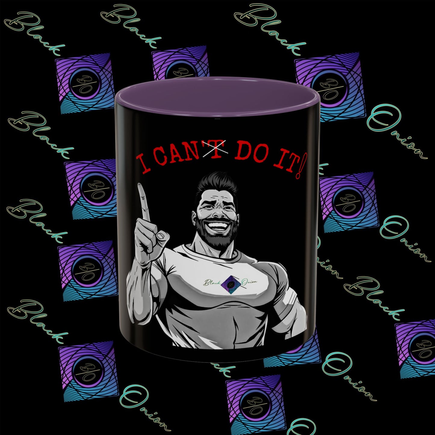 BlackOnion Coffee Mug - 11oz with Workout Motif ‘I Can Do It ’🔥💪🫵