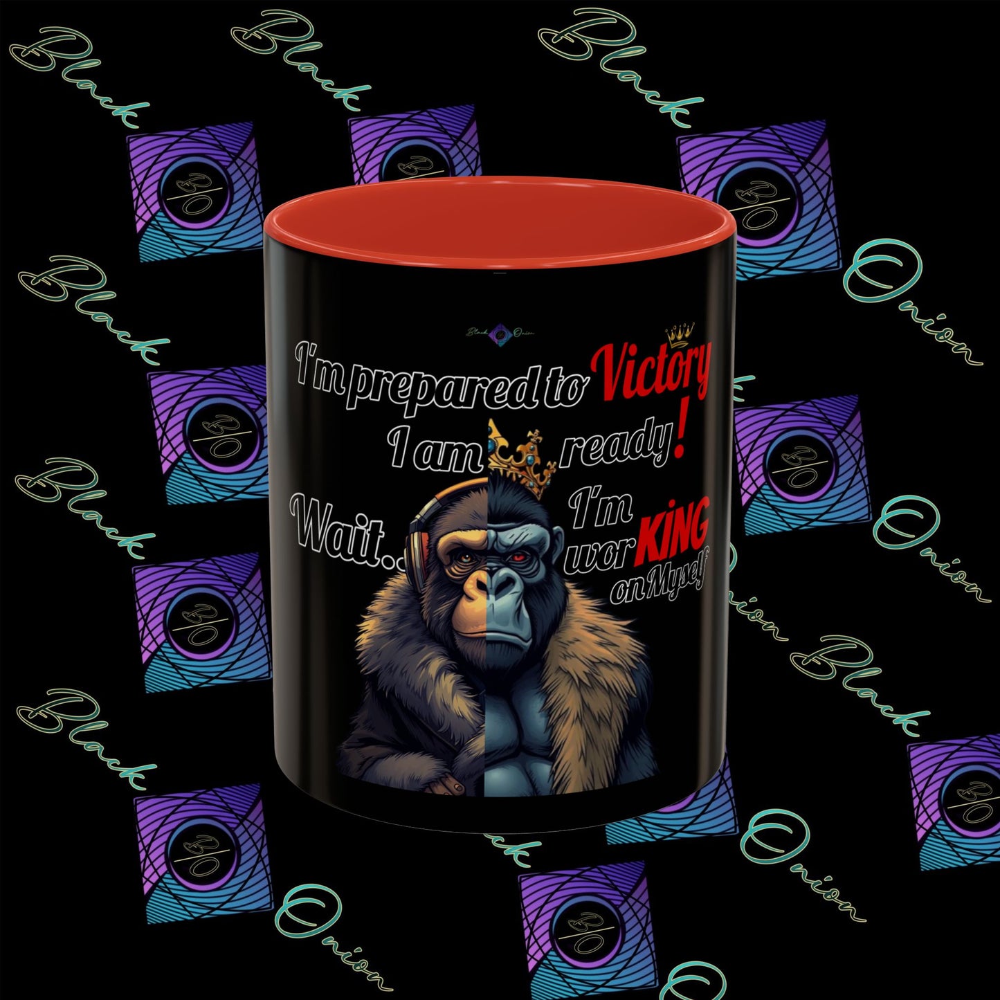 BlackOnion Coffee Mug 2 with Workout Motif ‘Victory V2’🫵🔥💪