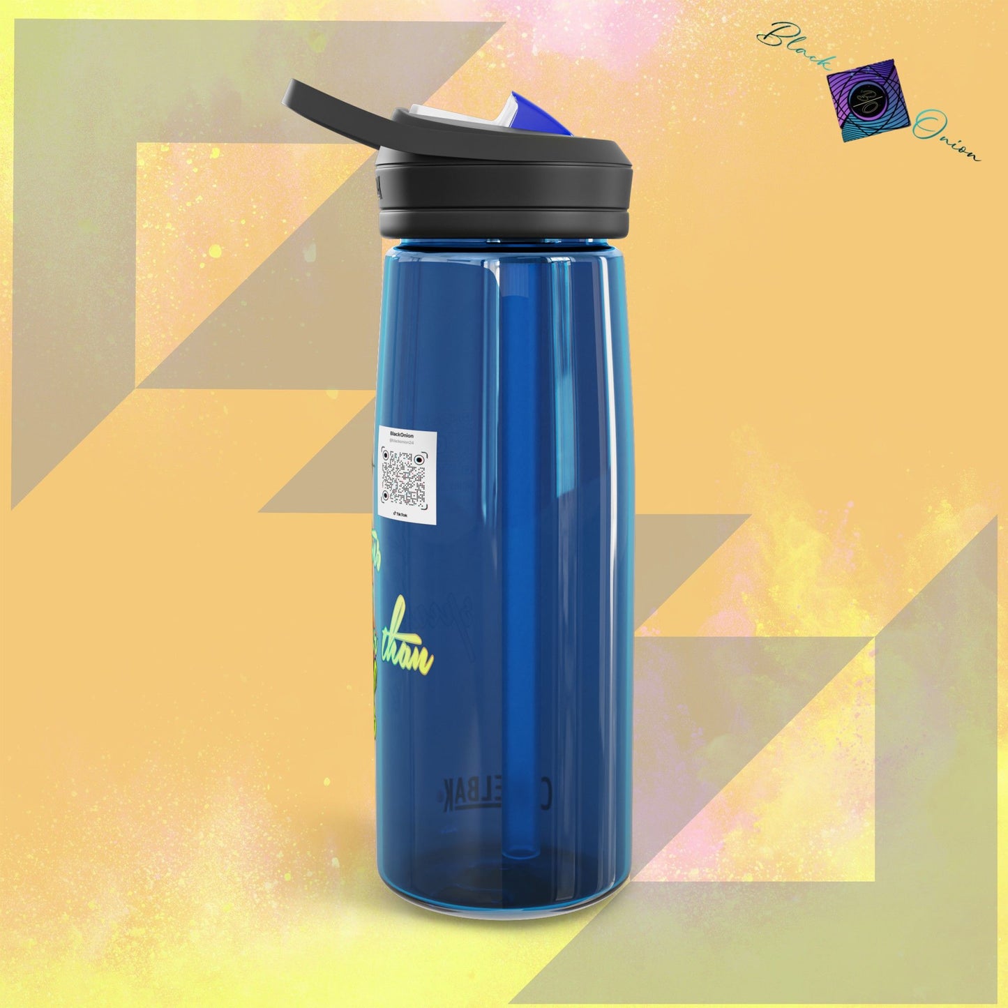 CamelBak Eddy® Water Bottle with BlackOnion Brand and Workout Motif- "Actions Speak Louder Than Words" -25oz