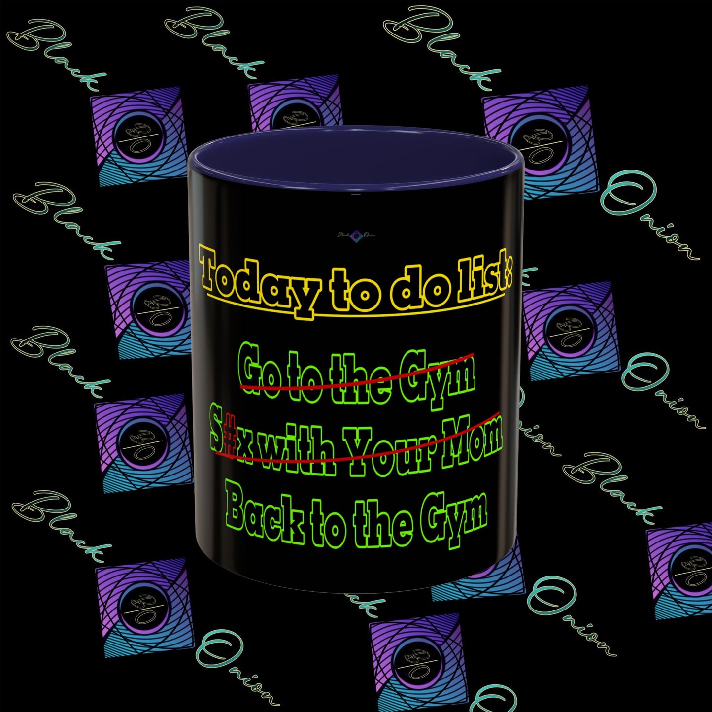 BlackOnion Coffee Mug 2 with Workout Motif ‘Today To Do List V2’🫵🔥💪
