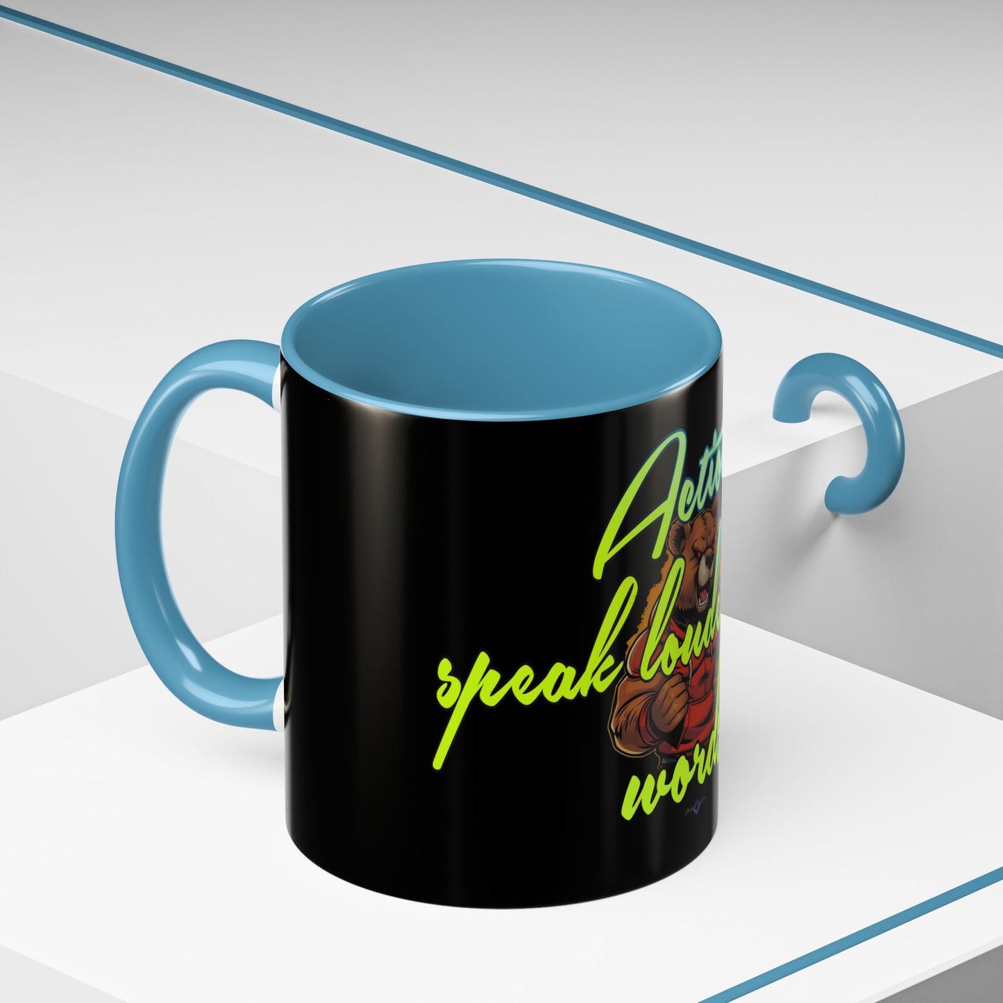 BlackOnion Coffee Mug 2 with Workout Motif ‘Actions speak lauder than words V2’🫵🔥💪