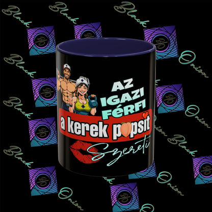 BlackOnion Coffee Mug Serial 2 with Workout Motif ‘Az igazi férfiak a kerek popsit szeretik ‘🫵🔥💪