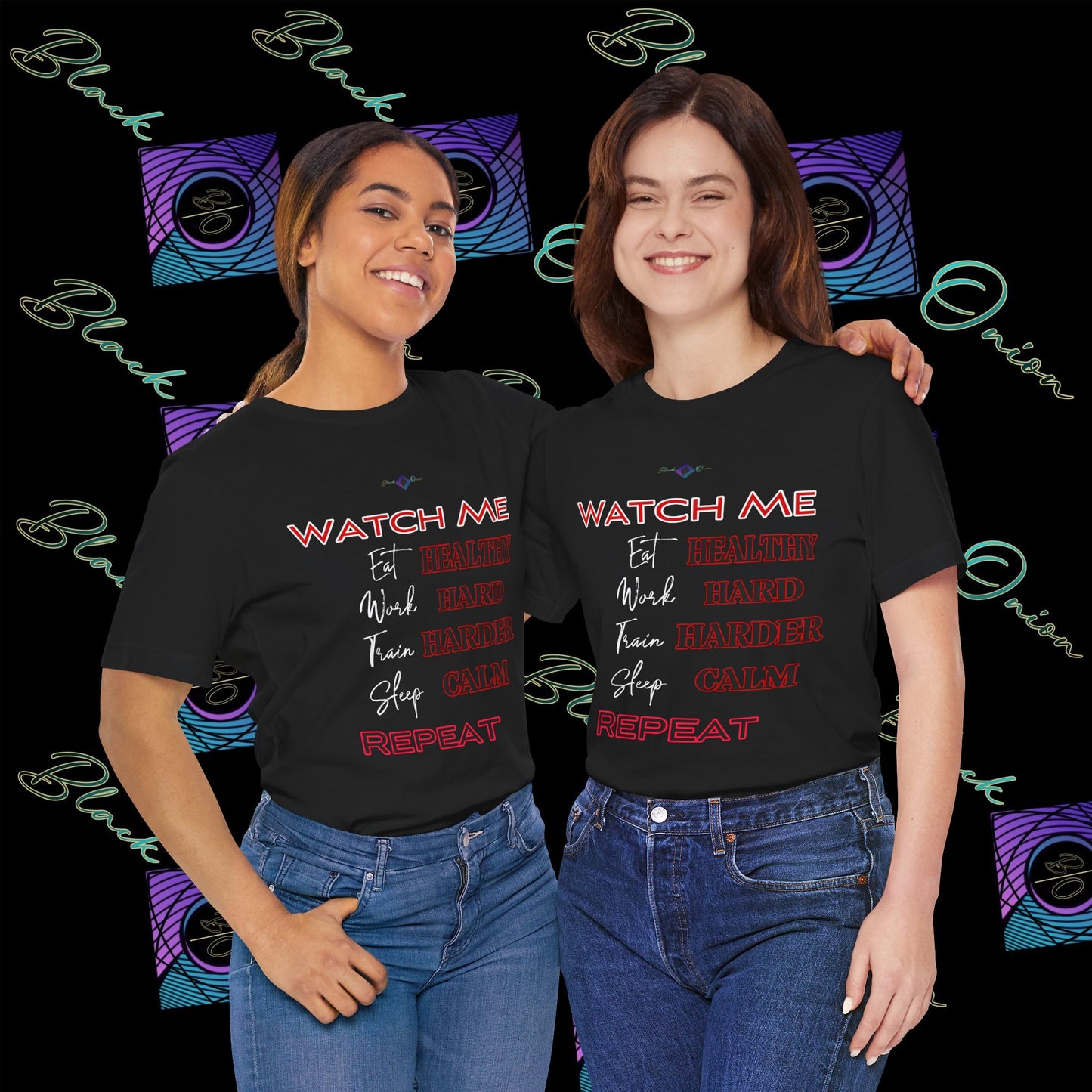 BlackOnion "Watch Me" T-Shirt with Workout Motif V2 💪🔥