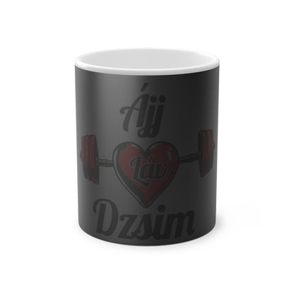 BlackOnion Color Changing Mug with Workout Motif ‘Ájj Láv Dzsim’ 💪🔥🫵