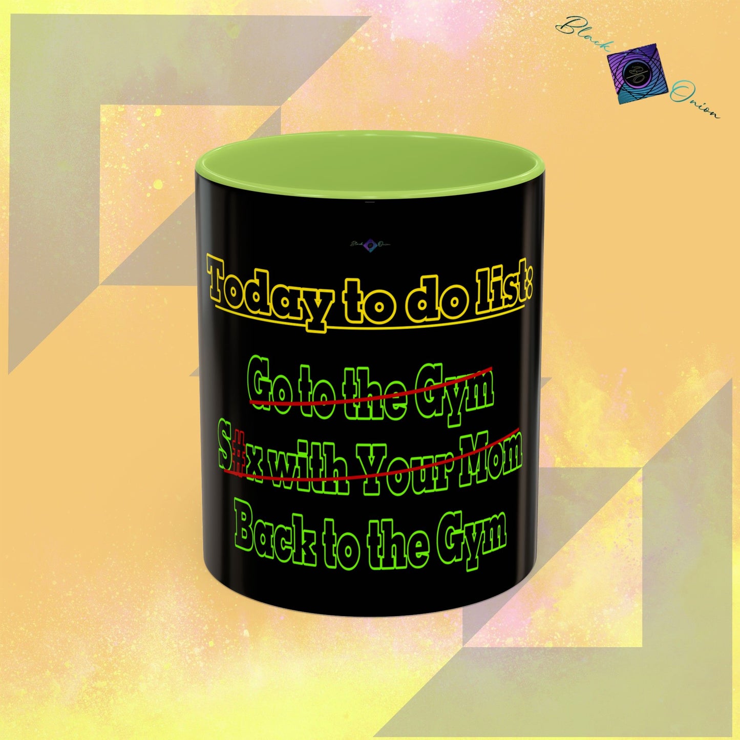 BlackOnion Coffee Mug 2 with Workout Motif ‘Today To Do List V2’🫵🔥💪