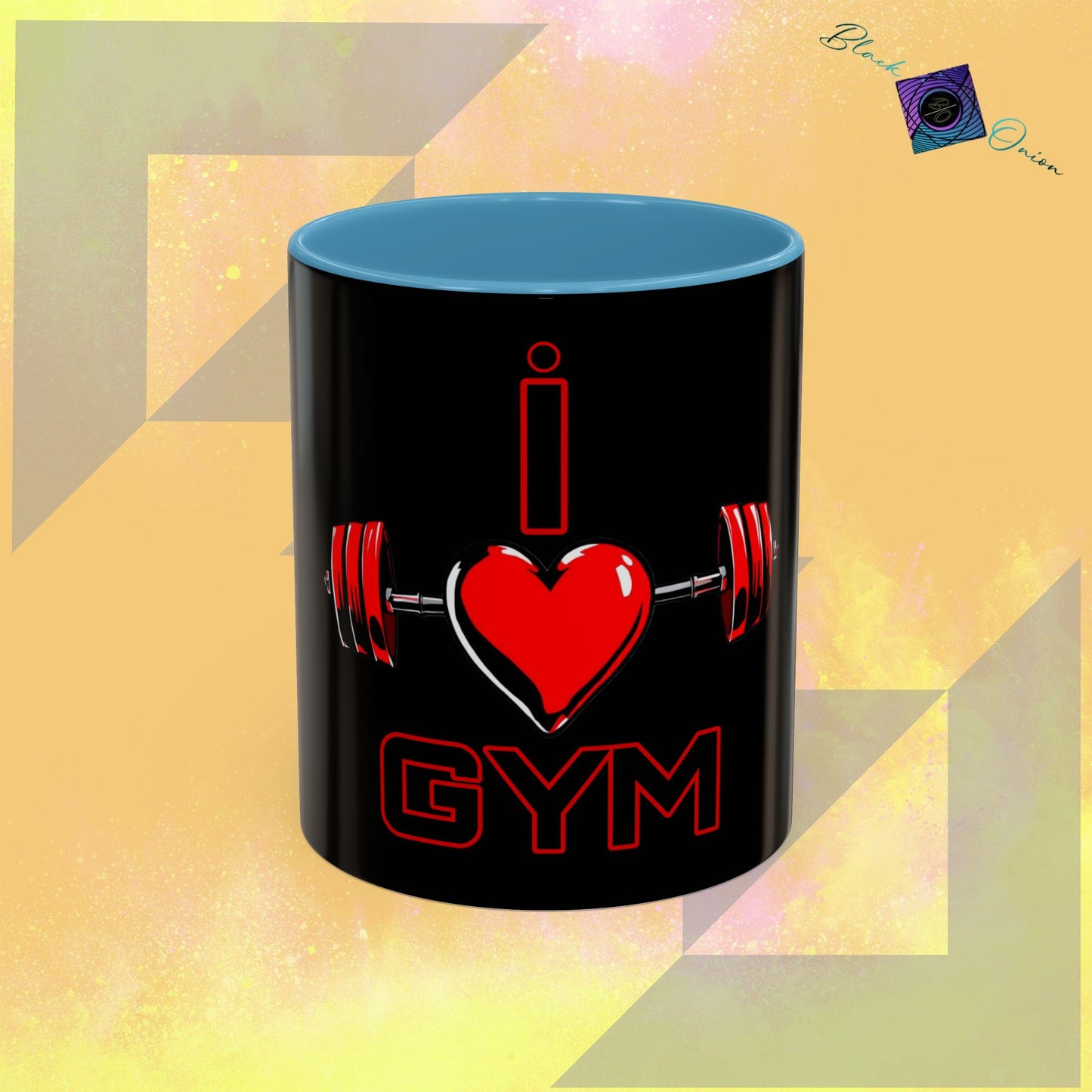 BlackOnion Coffee Mug - 11oz with Workout Motif ‘I Love Gym’🔥💪🫵