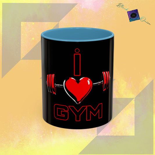 BlackOnion Coffee Mug - 11oz with Workout Motif ‘I Love Gym’🔥💪🫵