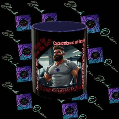 BlackOnion Coffee Mug - 11oz with Workout Motif ‘Unstoppable’🔥💪🫵