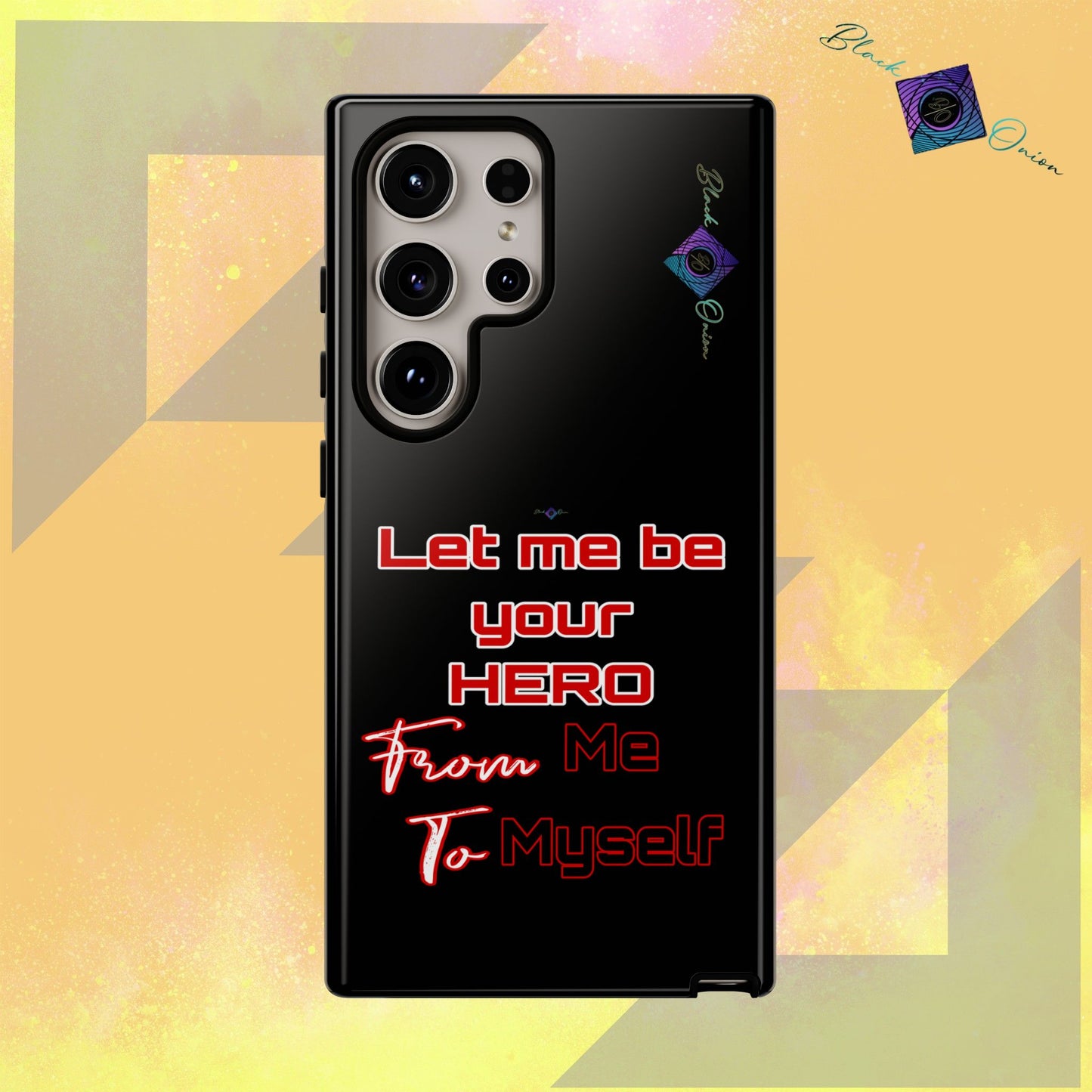 BlackOnion Brand New Phone Case - with Motivational Workout Motif’Let me be your Hero ‘💪🔥🫵