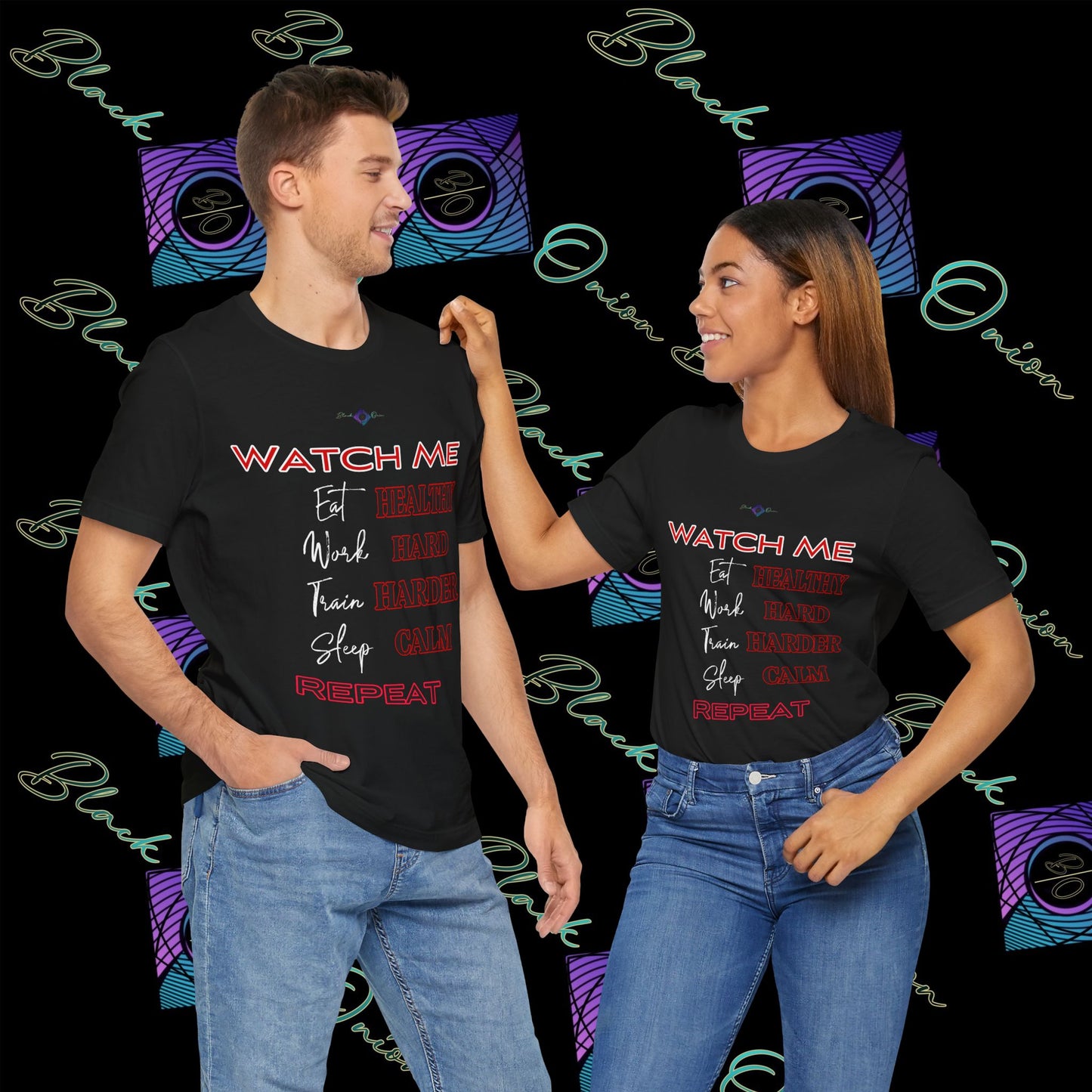 BlackOnion "Watch Me" T-Shirt with Workout Motif V2 💪🔥