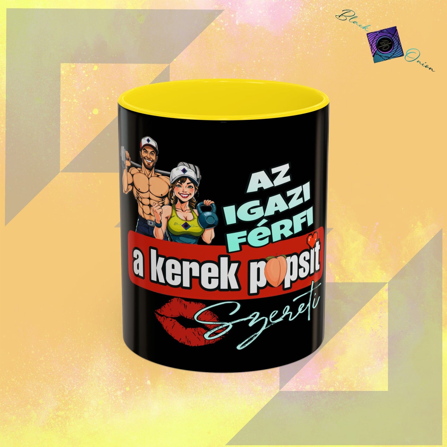 BlackOnion Coffee Mug - 11oz with Workout Motif ‘Az igazi férfi’🔥💪🫵