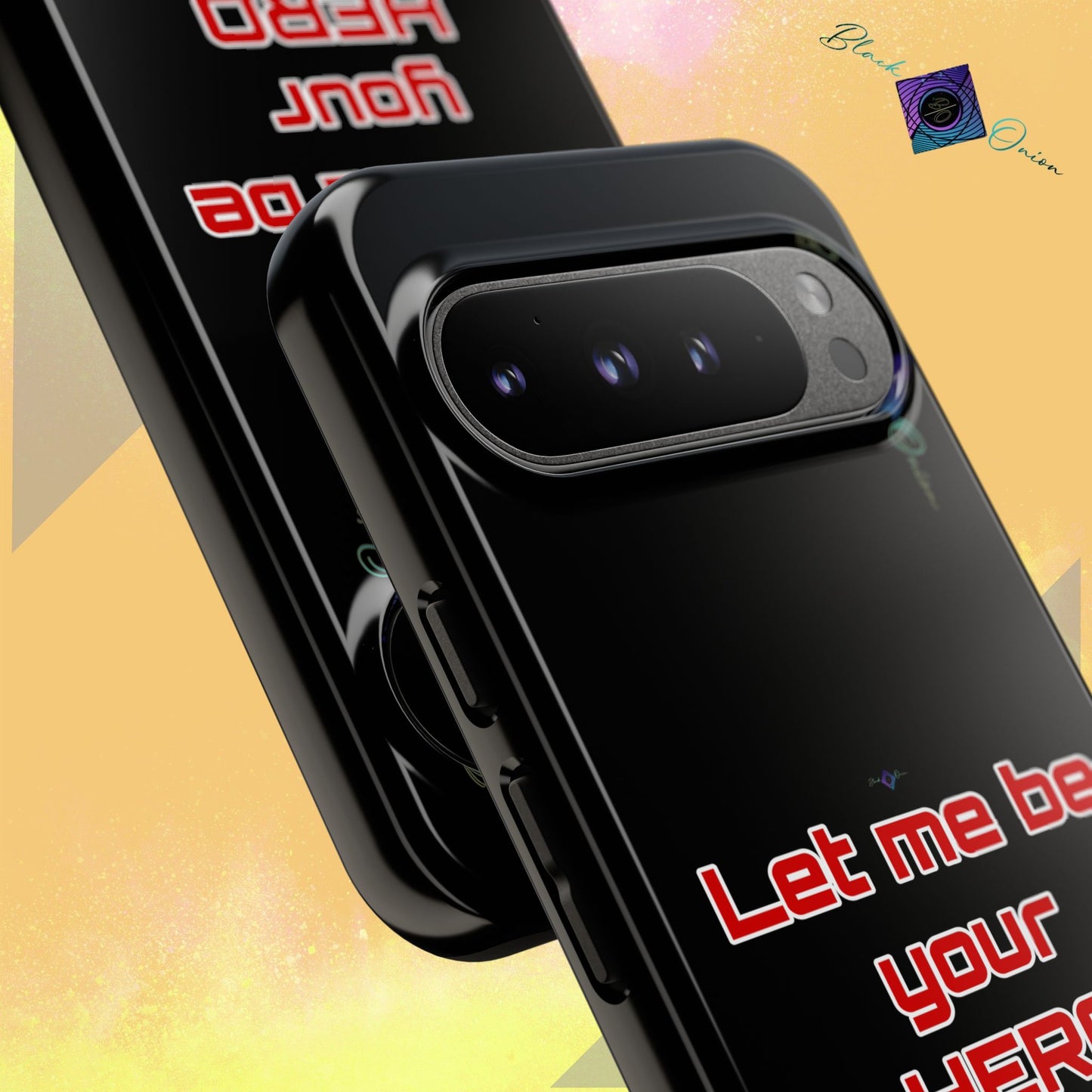 BlackOnion Brand New Phone Case - with Motivational Workout Motif’Let me be your Hero ‘💪🔥🫵